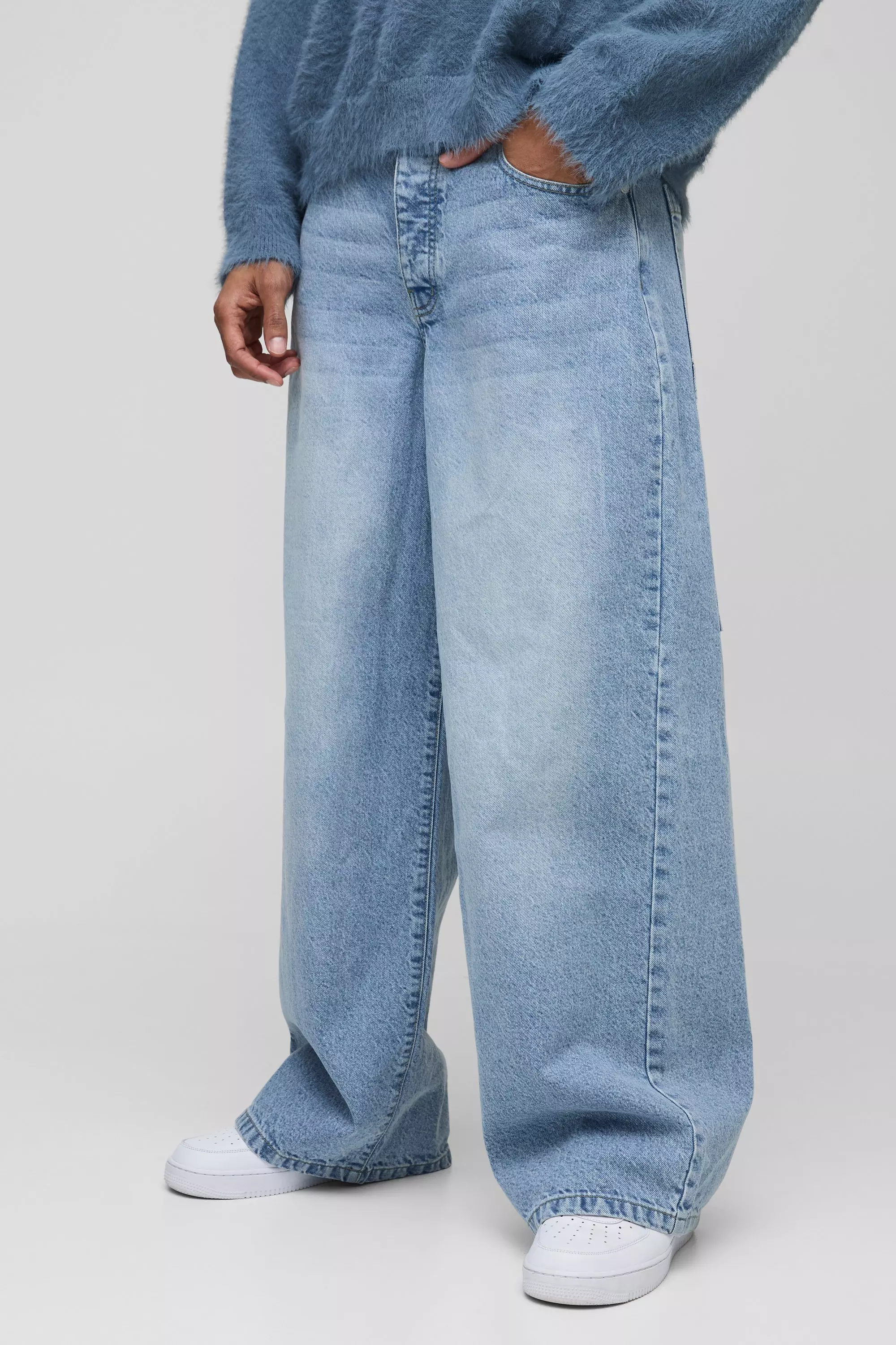 【BAON】[unisex] Denim cut parachute washed denim pants Low-Rise Denim Parachute Pants